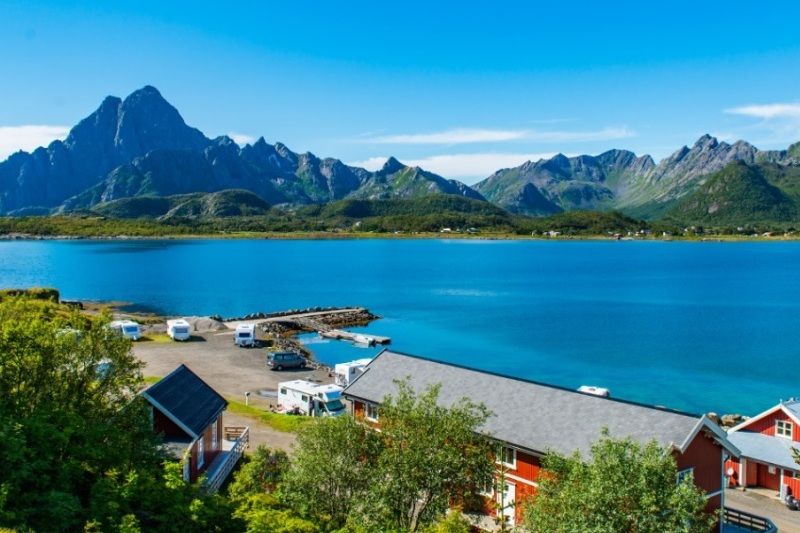 Sandvika Fjord og Sjohus Camping uitzicht vanuit je vakantiehuise